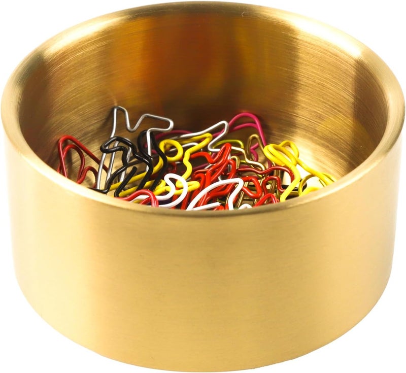 loghohu Paper Clip Holder Gold Paperclip Holders for Desk Metal Binder Clip Holder Bowls Paper Clip Dispenser Organizer for Holding Small Parts Office Accessories Space-Saving Desktop Organizer - Image 1